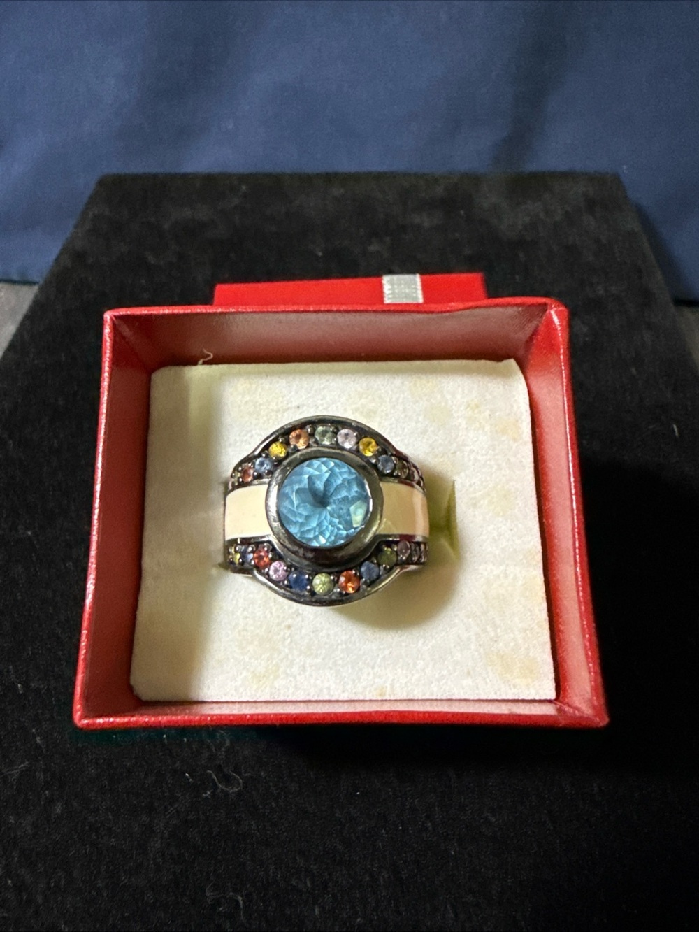 Women’s Sterling Silver Matthew Campbell Laurenza Blue Topaz Enamel Ring